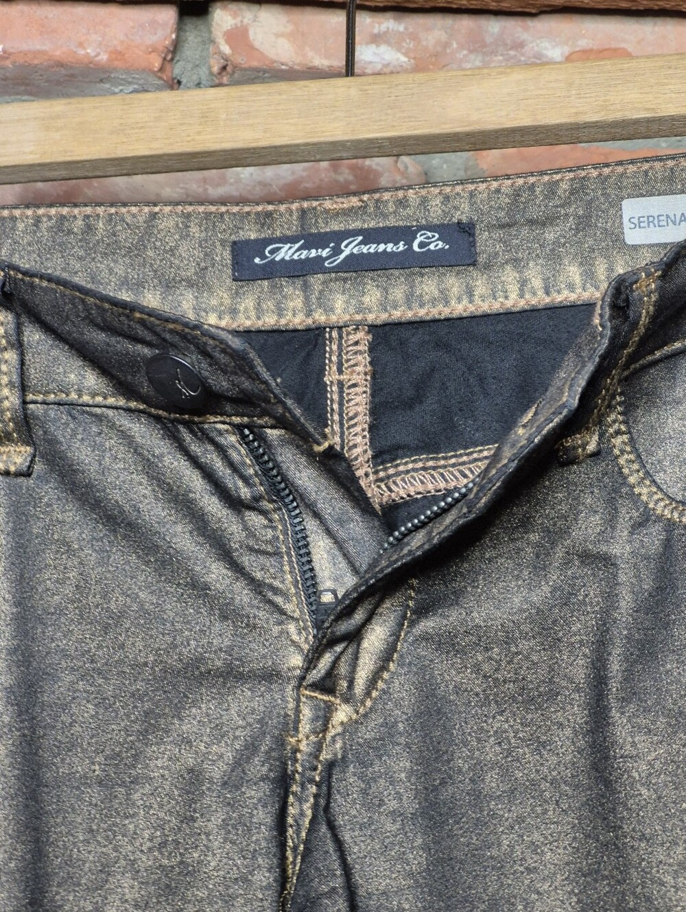 Mavi Serena Copper Coated Jeans Metallic Bronze Low Rise Super Skinny Y2K 28 - Picture 10 of 15